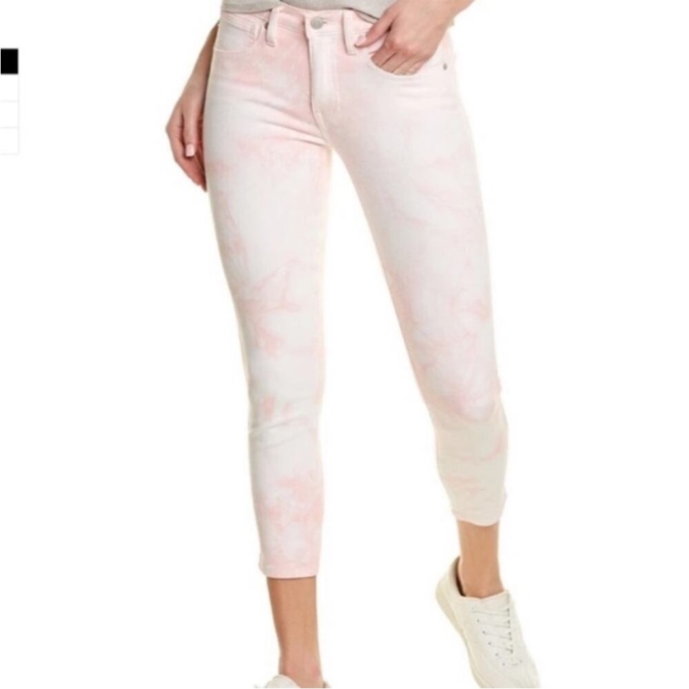 NWT Lucky Brand Ava Crop Pink White Tie Dye Jeans